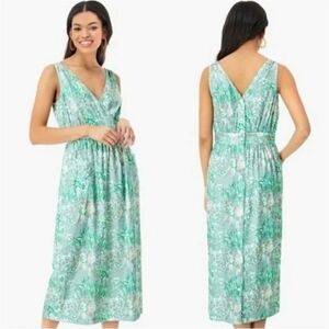 Tuckernuck wildflower winnie dress womens size Large sleeveless midi vneck pocke
